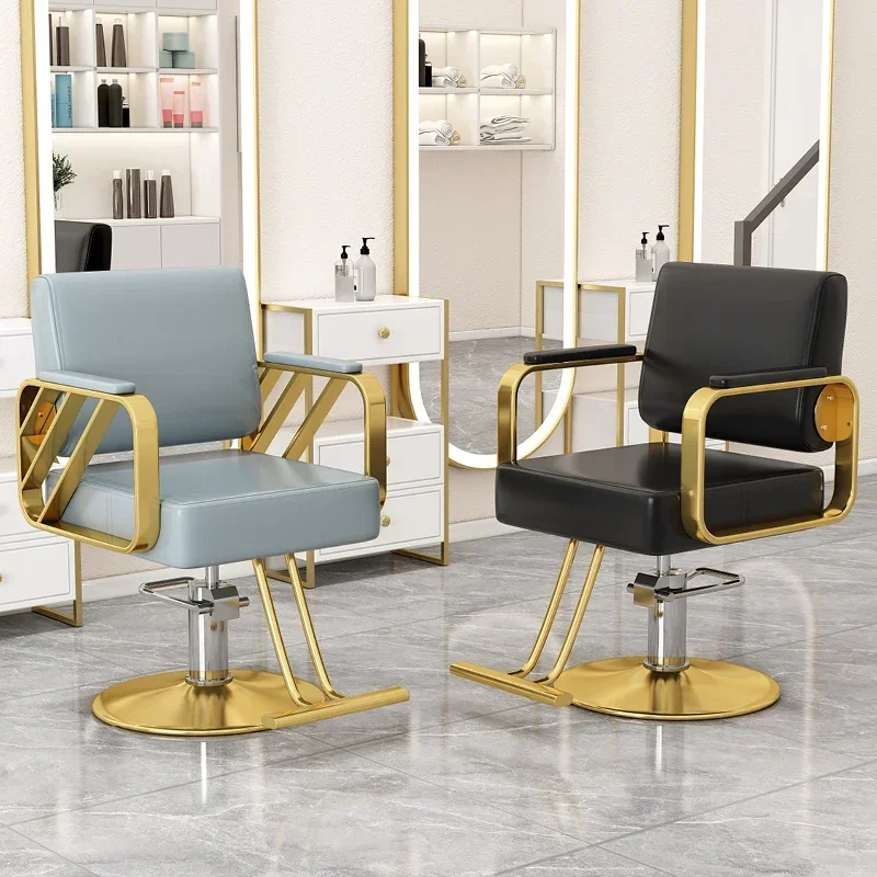 Gold Salon Beauty Barber Chair Aesthetic Personalized Lifter Classic Chair Swivel Cheap Minimalist Fashionable Cadeira Furniture