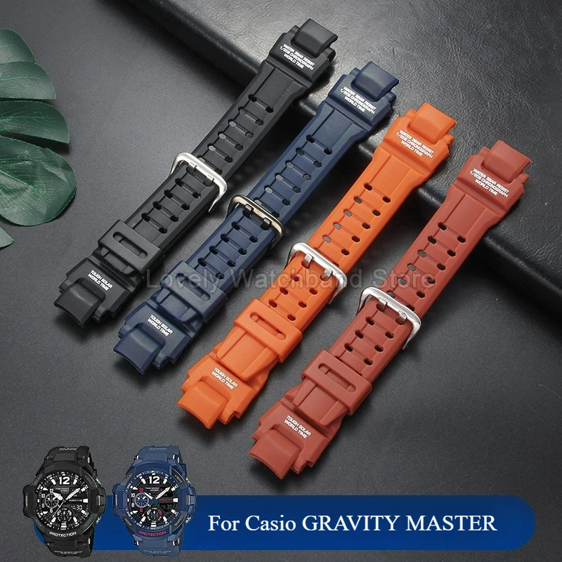 Scratch-Resistant Anti-allergenic Resin Watch Strap for Casio GRAVITY MASTER GA-1000/1100 Black Army-Green Dark-Red Special Size
