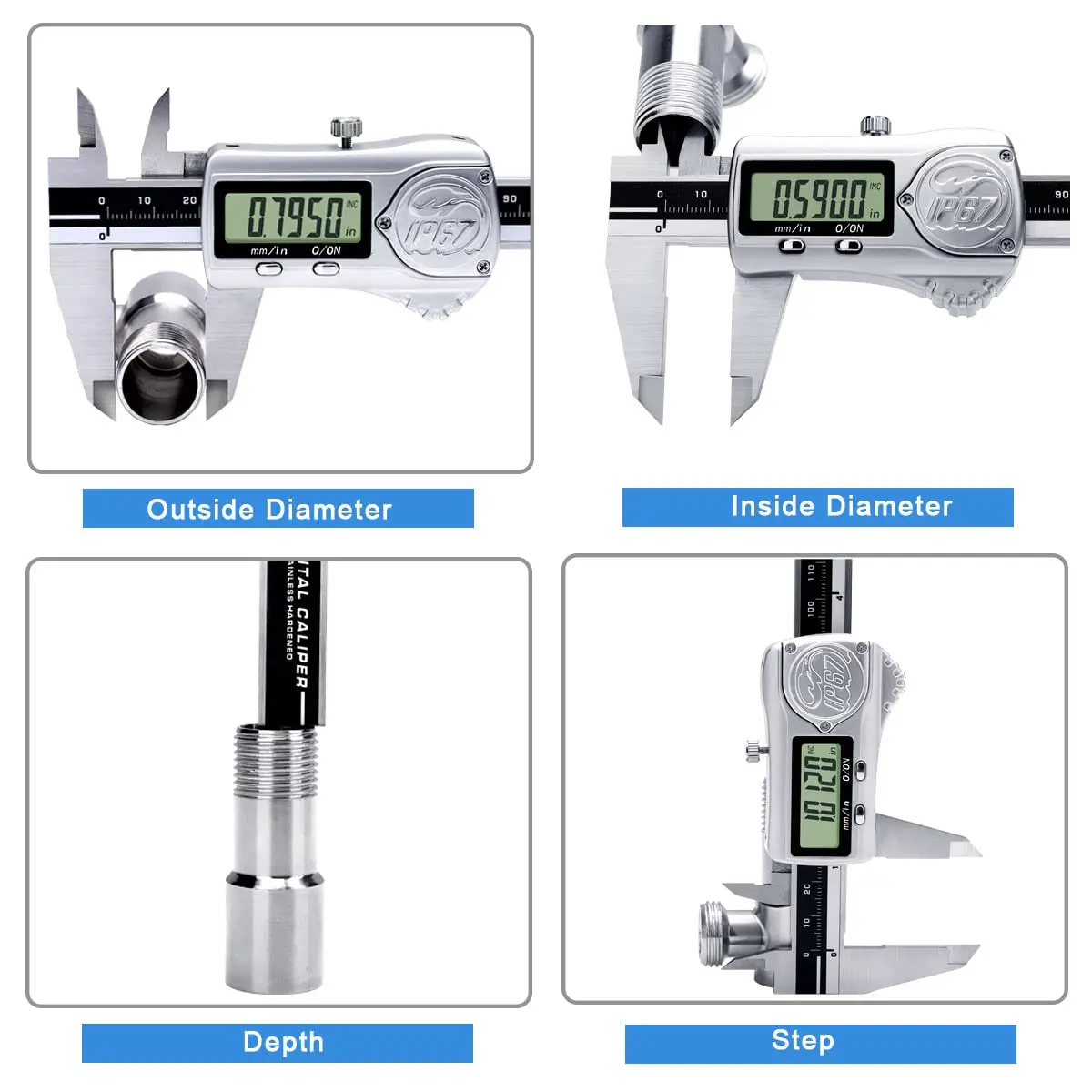 300mm 200mm 150mm IP67 Waterproof Digital Caliper Metal Housing Electronic Vernier Caliper gauge micrometer can work in water