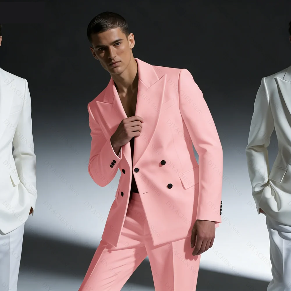 

Men's White 2-Piece Solid Color Ternos Suit Daily Casual Office Business Wedding Dress Code Formal Men's Suit