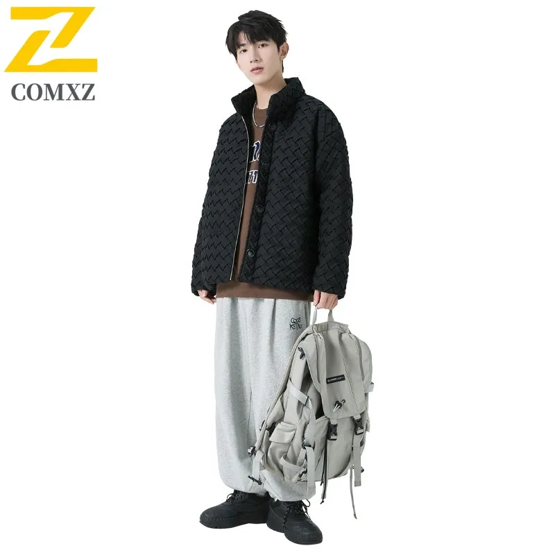 COMXZ Men Puffer Jacket Minimalist Street Ski Classic Light Snow Padding Coat Stand Collar Travel Classic Cotton-Padded Jackets