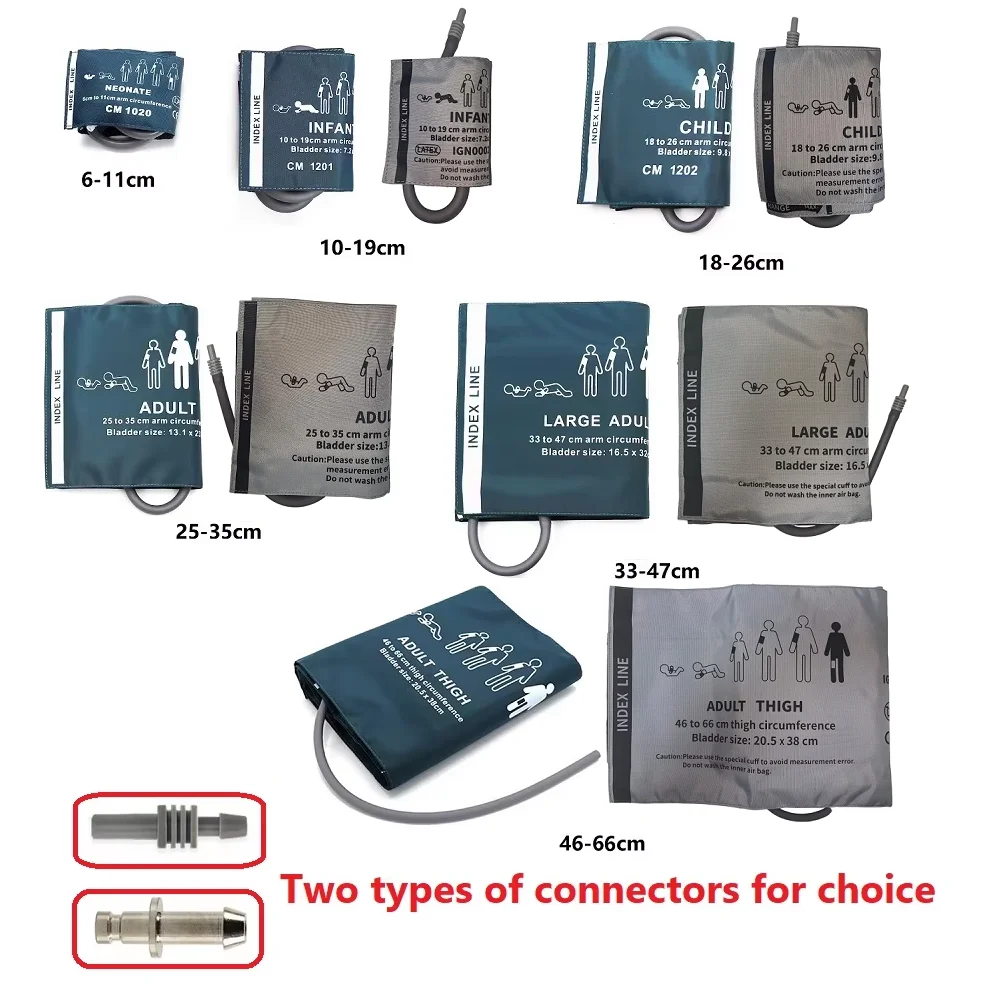 

6 sizes available Neonatal Infant Child Adult For Blood Pressure Monitor Universal Cuff Plastic/Metal Connector