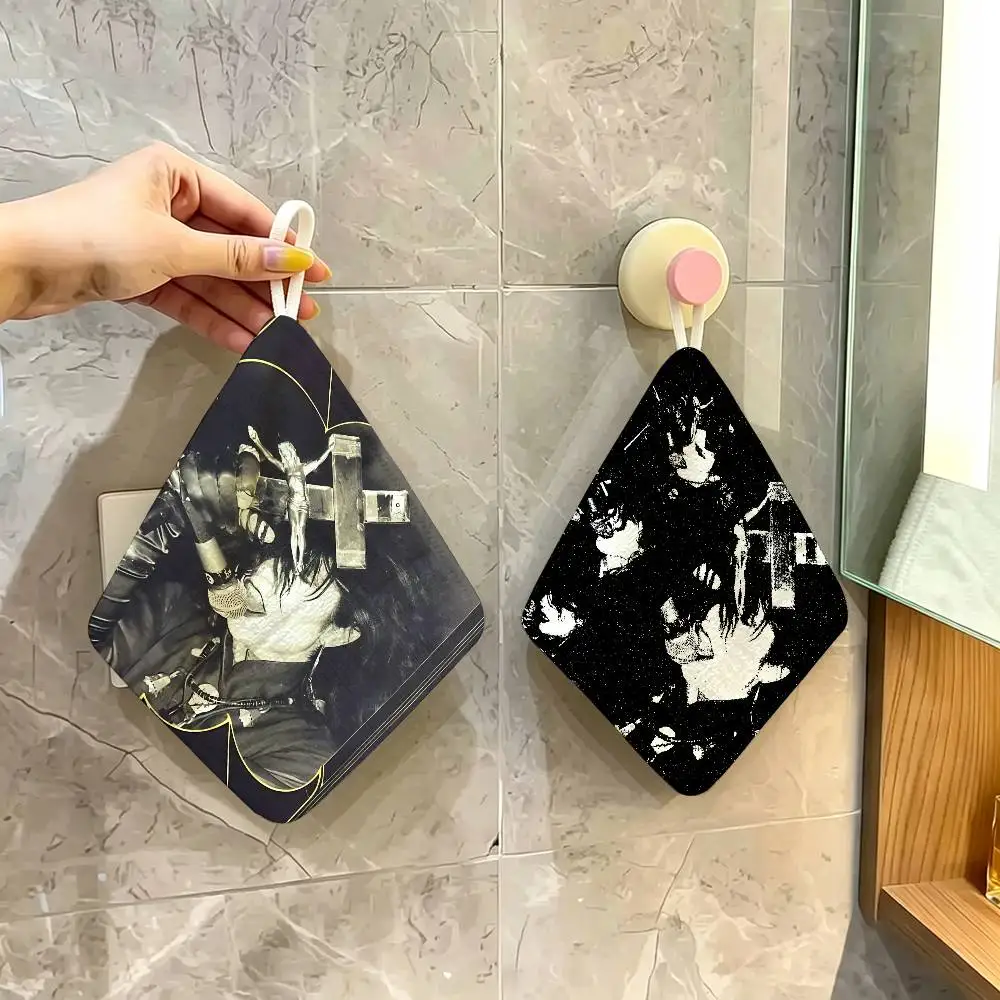 Christian Death Deathrock Band Polyester Cotton Hand Wiping Towel, Hanging Design, Durable for Household Restaurant Toilet Use