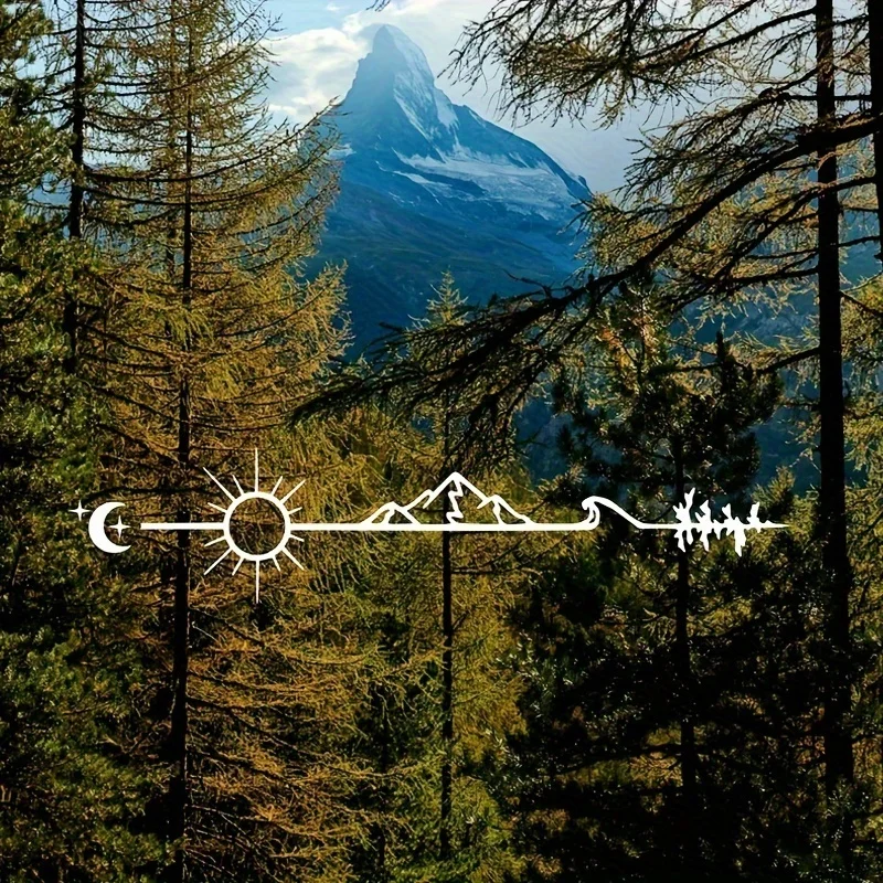 

1 шт., виниловая наклейка с белой луной/солнцем/горной/волной/лесной линии-наклейка «сделай сам» для ноутбука, автомобильных телефонов, аксессуары