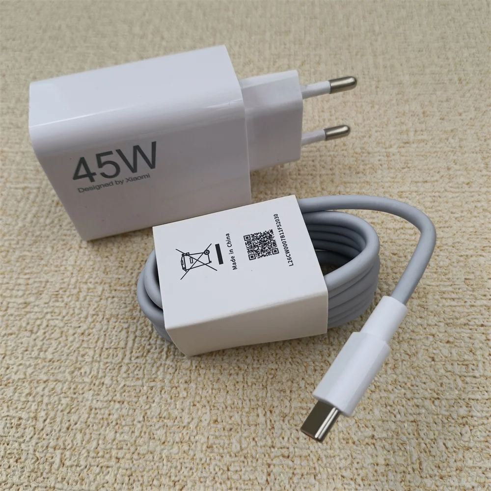 

Xiaomi Redmi Note 14 15 Pro Зарядное устройство 45 Вт EU Turbo Адаптер для быстрой зарядки Cargador 2 м 1,5 м 1 м Кабель типа C для Mi 14T 13T Pad 6 7