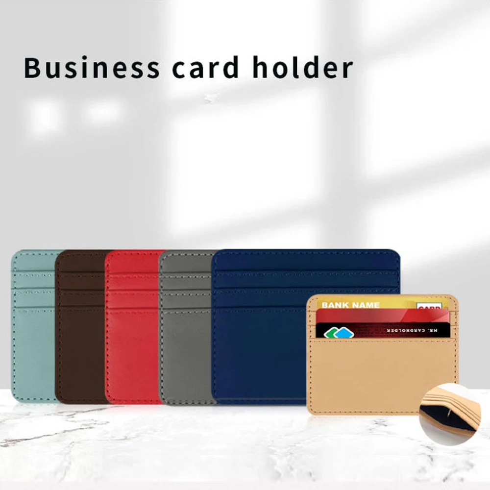 Mini Ultra-thin PU Leather Wallet 4 Slots Cardholder Slim Bank Credit Card Holder Men's Business Small ID Case for Women Purse