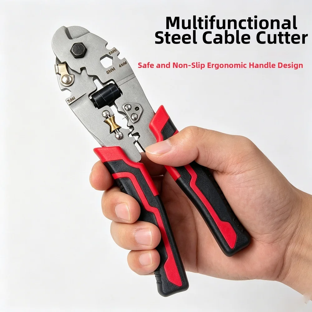 1pc Multifunctional Electrician Wire Stripping And Cutting Pliers Steel Wire Rope Cutting Tool Cable Shear Crimping Pliers