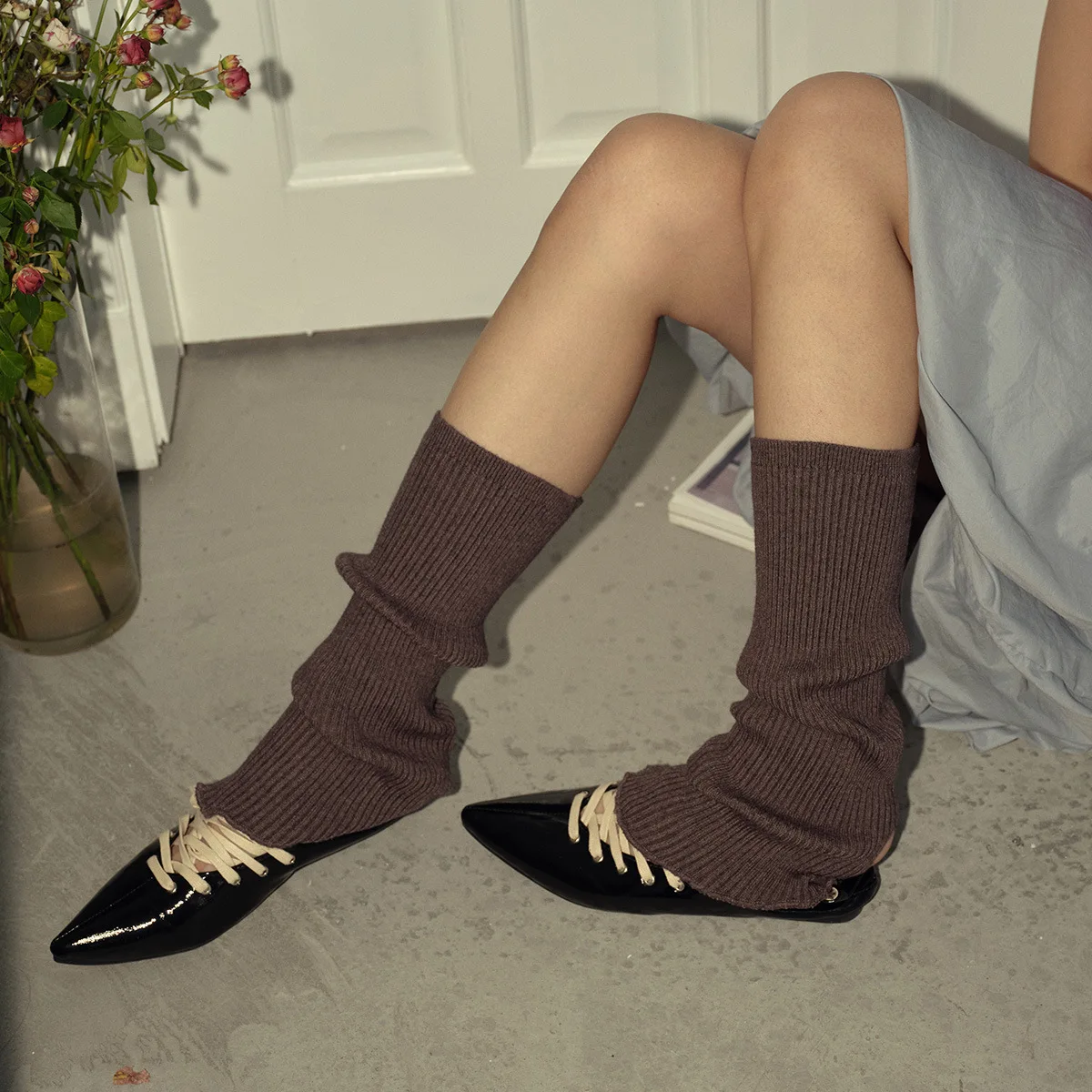 Ballet Style Lace Stacked Knit Leg Warmers Women Soft Solid Color Korean Design Autumn Winter【Multi Colors】