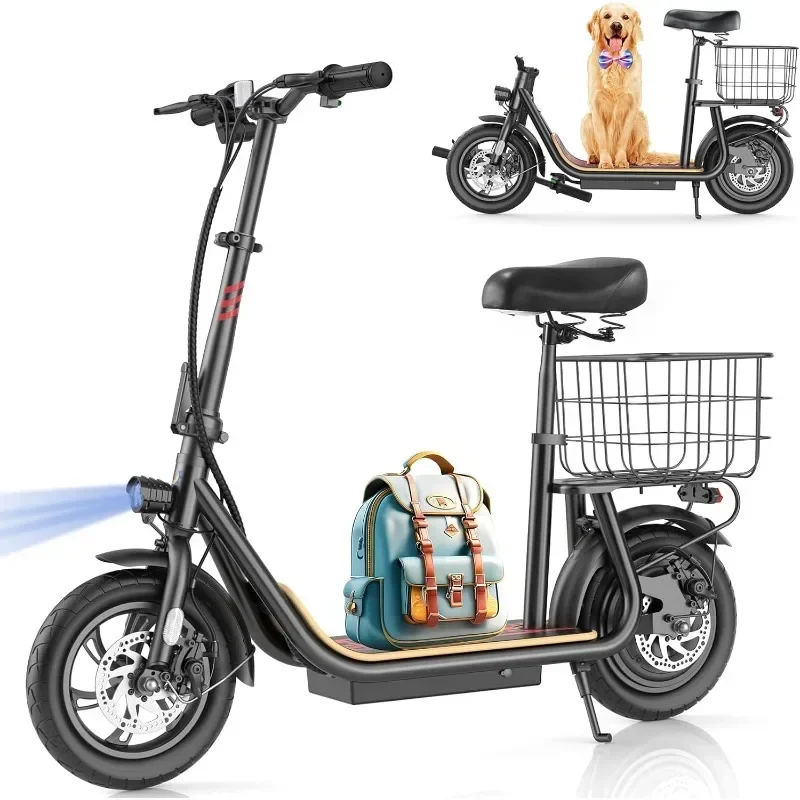 

Горячая распродажа в кемпинге. Электрический самокат Peak мощностью 1200 Вт с сиденьем, аккумулятор 500 Втч до 30 миль и 20 миль в час, складной электрический самокат для взрослых для