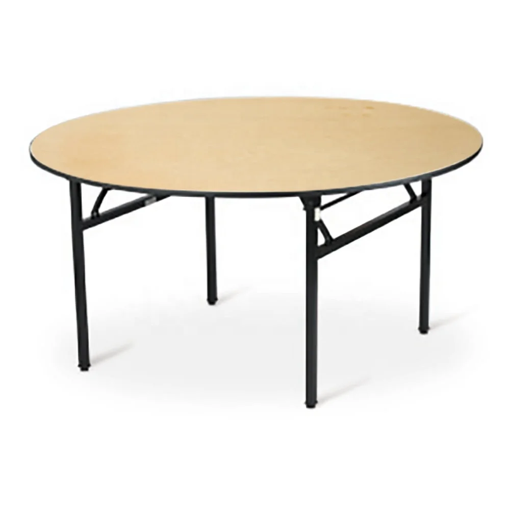 

Hotel Furniture Durable Customized Size Dining Fireproof Top Plywood Restaurant 10 People Round Folding Banquet Table