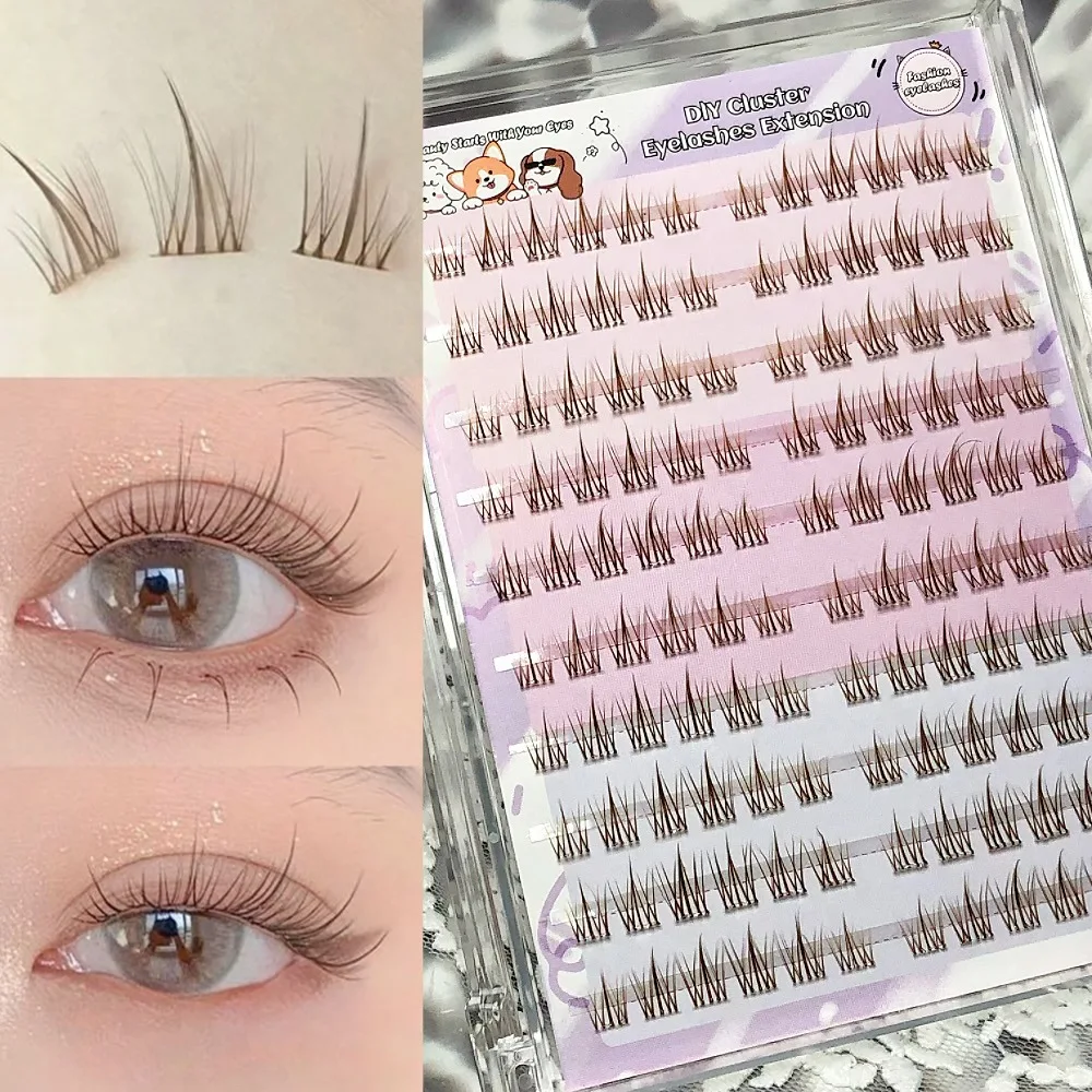 10 Rows Black Brown Glue Free False Eyelashes Sunflower False Eyelashes Natural Elf Style Thick Distinct False Eyelashes