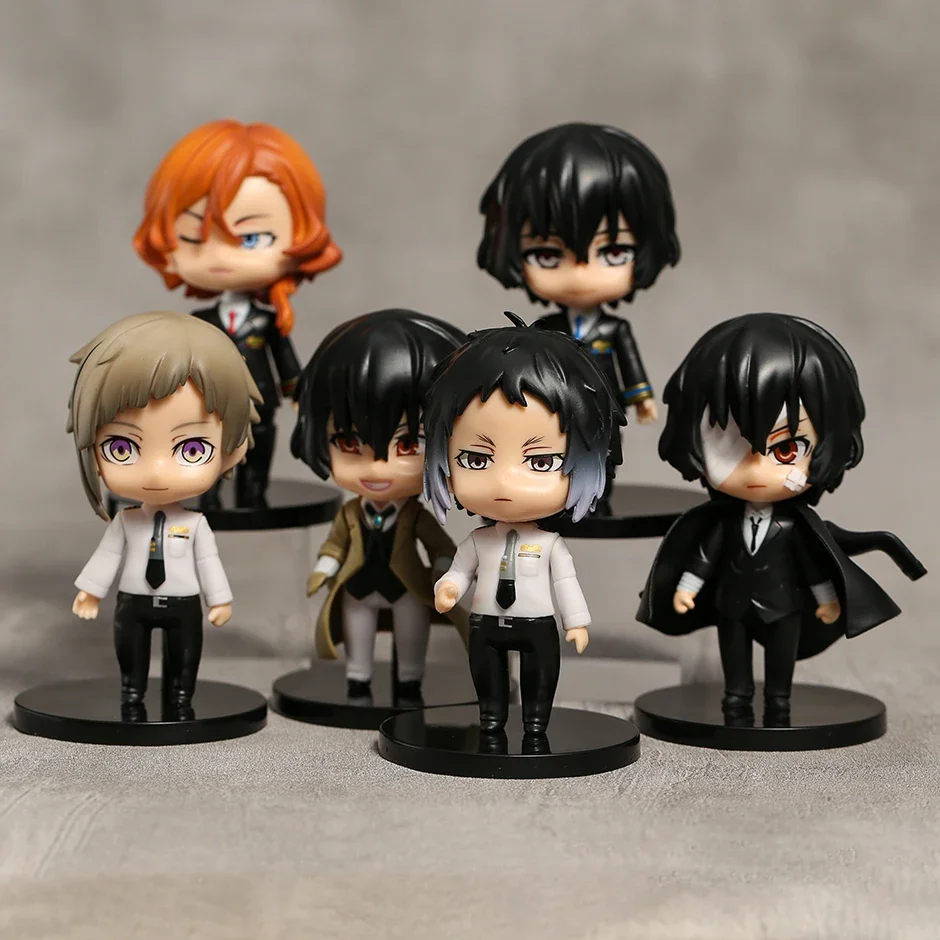 6pcs/set Nakajima Atsushi Dazai Osamu Nakahara Chuuya Ryunosuke Akutagawa PVC Figures Toys Decoration Dolls