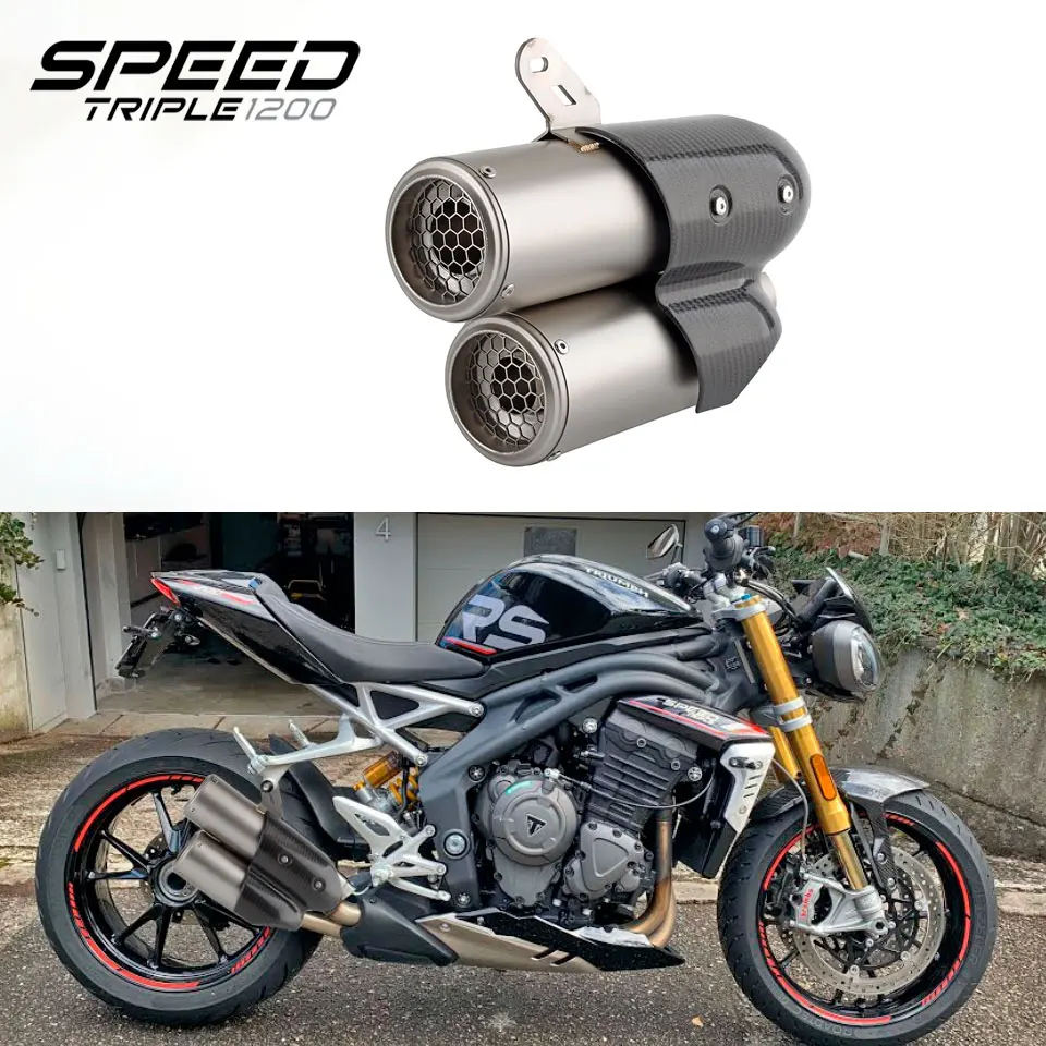 

Motorcycle exhaust system For Triumph Speed Triple 1200 RS /RR 2021 2022 2023 2024 1200 RR muffler with carbon fiber cover