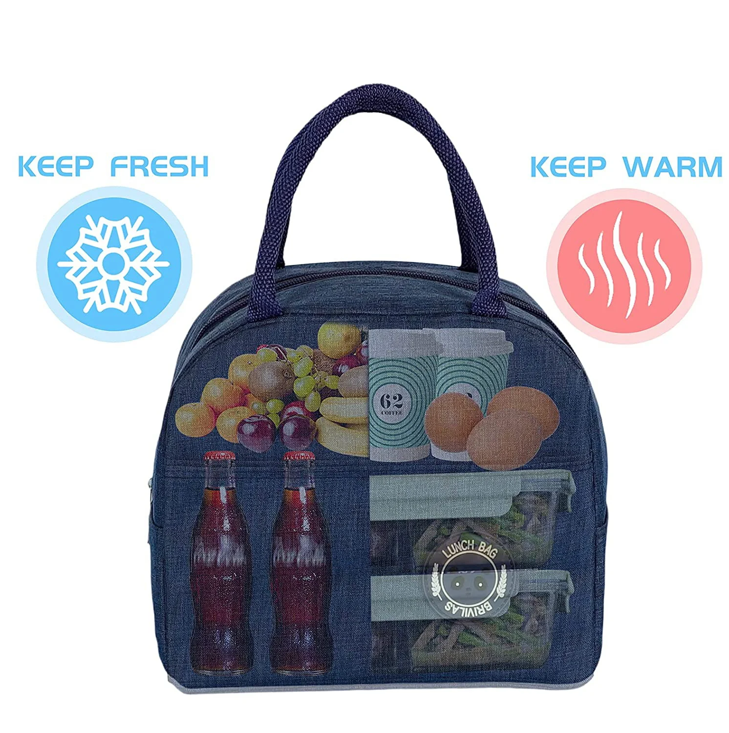 Portable Lunch Bag for Women Insulated Canvas Cooler Bag Thermal Kids Food Tote for Work Picnic Lunch Bags Girl Rainbow Pattern