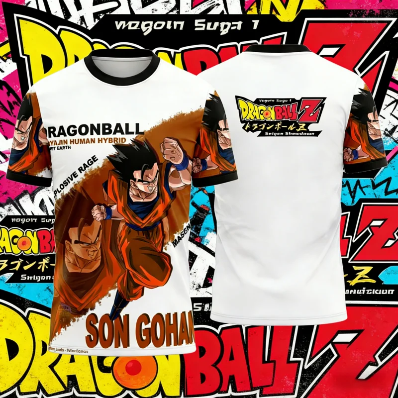 2026 Summer Dragon Ball Retro High Quality Quick Dry T-Shirt - Son Gohan Print, Oversized Sports Unisex Top for Adults & Kids