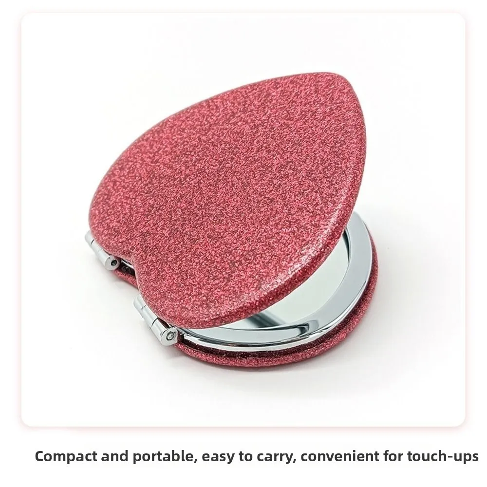 Fashion Double-Sided Pink Mirror Portable Foldable Heart Shaped Compact Mirror with Magnifying Vanity Mirrors for Girls