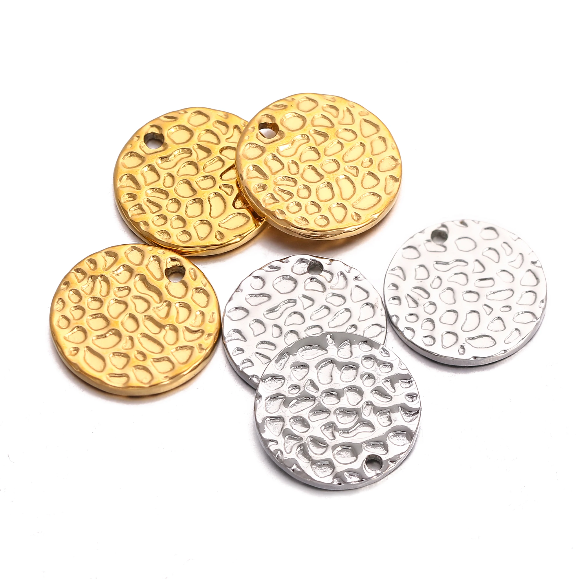 3Pcs/Lot Stainless Steel Embossing Charm Round Disk Texture Pendants DIY Handmade Accessories Jewelry Making Supplies Wholesale