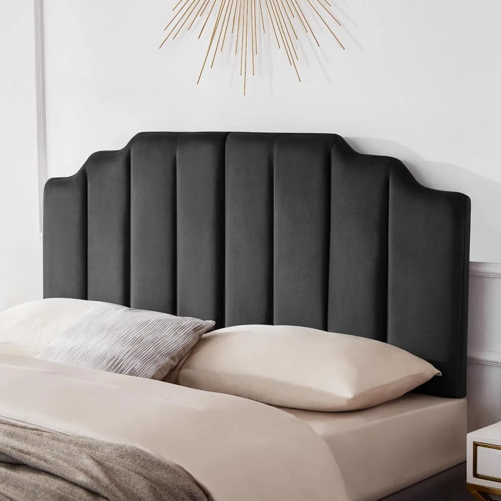 

King Upholstered Headboard, Velvet Head Board, Tufted King Headboard only, Elegantly Curved Headboards only, Modern Vertical Cha