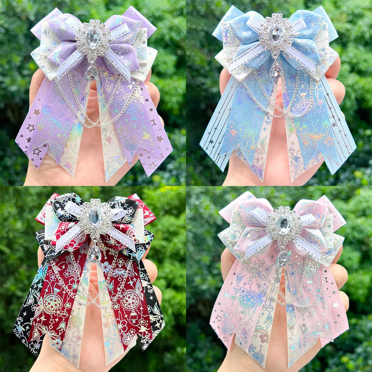 Luxury Lolita Bow Kra Stick Angel Wings Bow Concert Hand Light Accessories Women's Korean Suit Shirt Accessories
