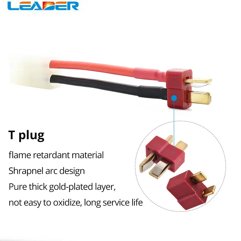 

LEADER SOLAR 50 Pcs/Lot Tamiya Connector To Dean T Plug Adapter with 14AWG 60MM Charge Cable for RC Model Mainland China