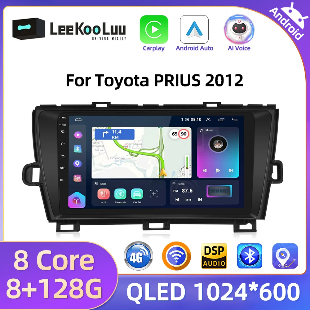 LeeKooLuu Carplay Android Auto 2 Din Car Radio For Toyota PRIUS 2012 Android Multimedia Video Player GPS Stereo Receiver 4G Wifi