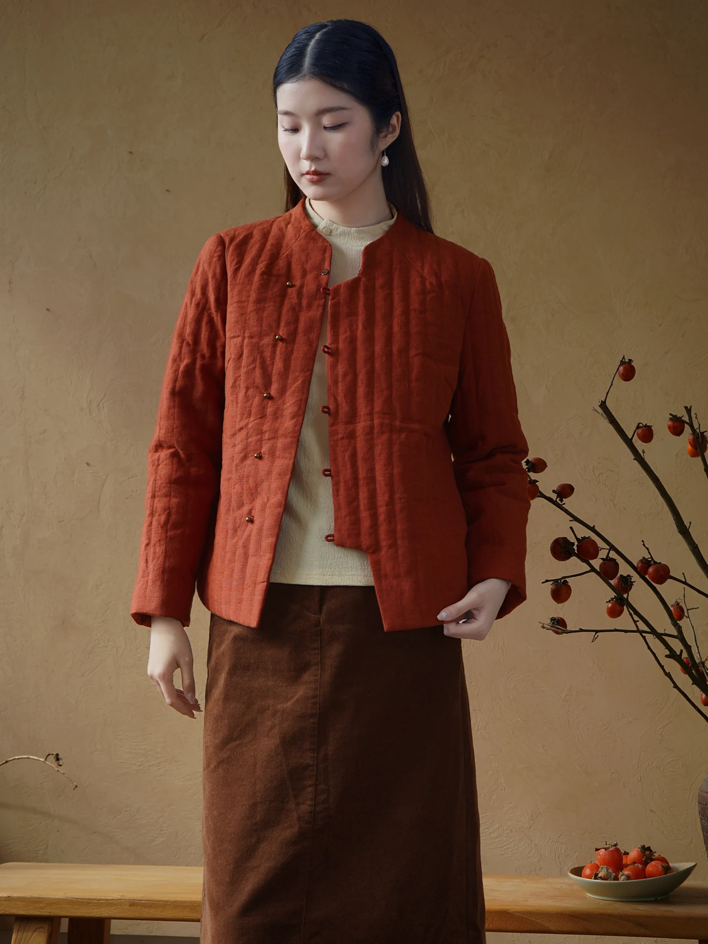 

ort Cotton Linen Fitting New Year Visit Chinese Sle Outerwear Coat Small Size Slimming Traditional Costume Top for Women