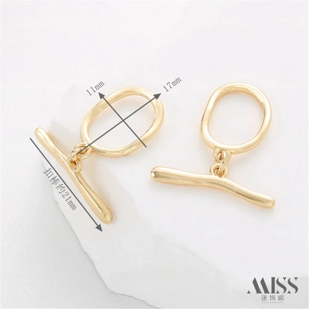 14K Gold Color Protection Irregular Oval OT Buckle DIY Handmade Bracelet Necklace Connection Ending IQ Buckle Accessories