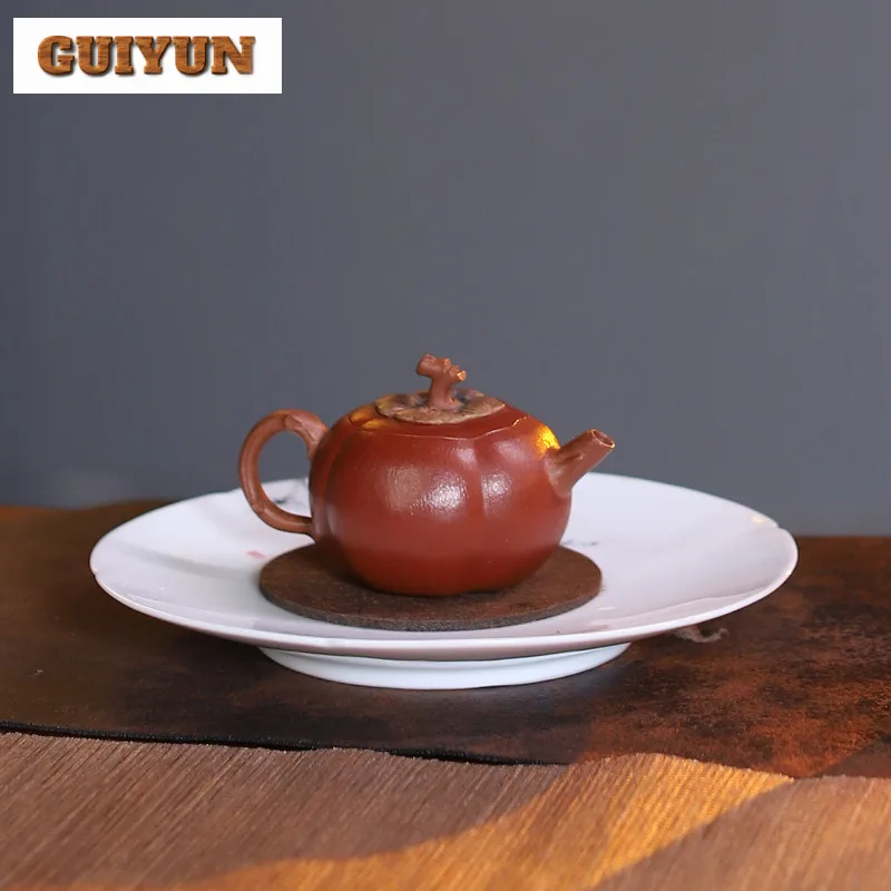 90ml Vintage Yixing Purple Clay Teapots Handmade Pumpkin Pot Raw Ore Section Mud Starch Kettle Chinese Zisha Tea Set Collection