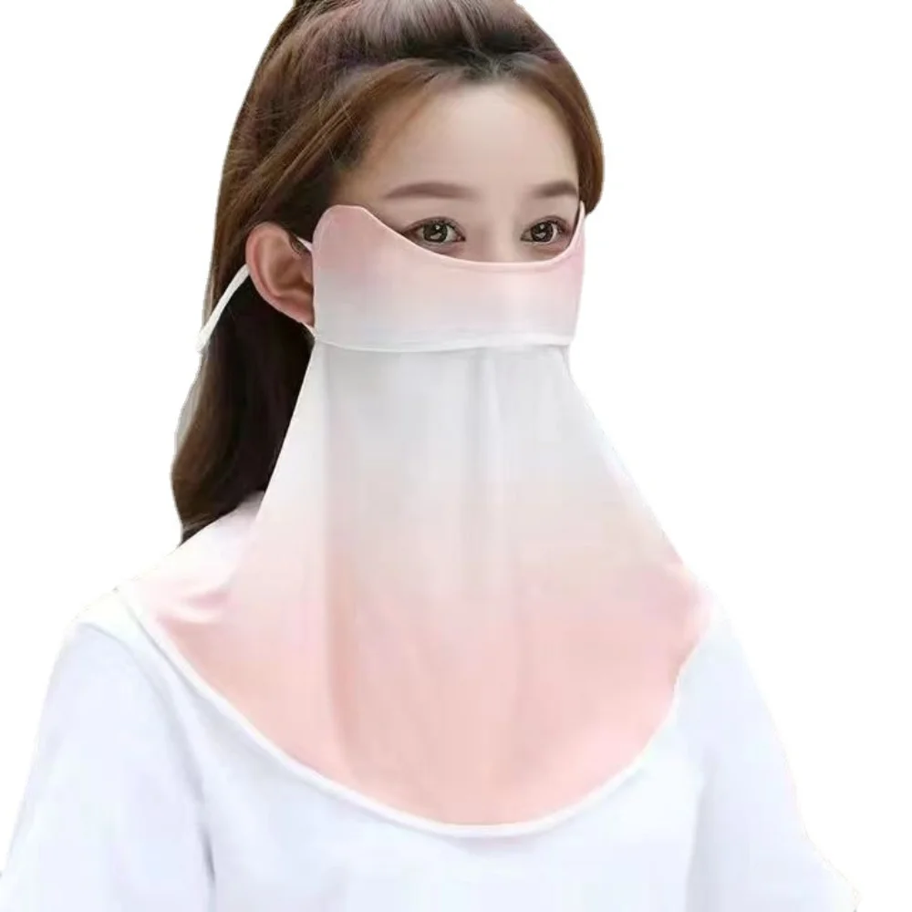 Face Shield Gradient Sunscreen Mask Neck Wrap Cover Blush Gradient Ice Silk Mask Sun UV Protection Neck Scarf Sunscreen Mask