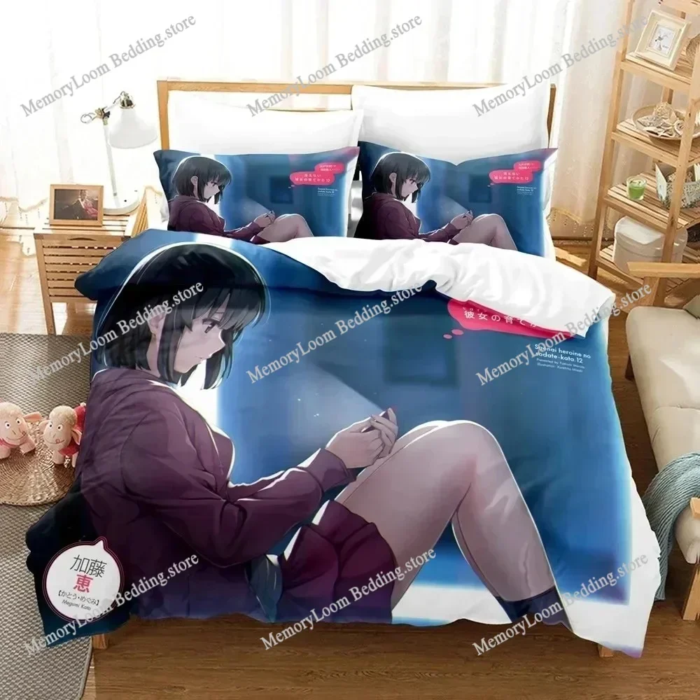 Anime Saekano Megumi Eriri Bedding Set Boys Girls Twin Queen Size Duvet Cover Pillowcase Bed Boys Adult Home Textileextile