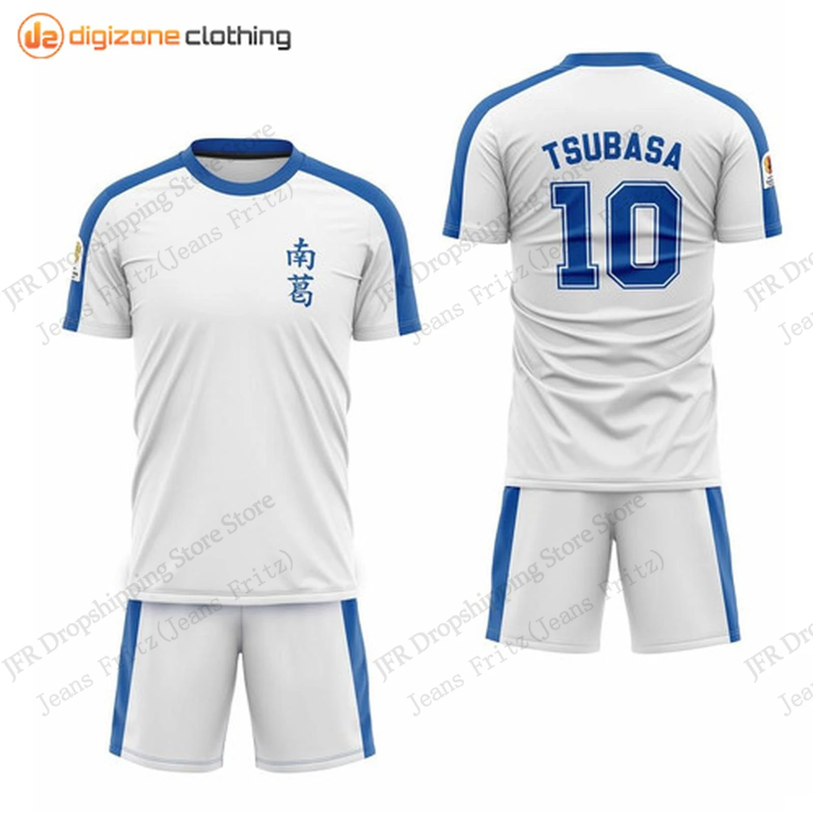 

Комплект из джерси, аниме «Капитан Цубаса Наанкацу», аниме-футбол, комплект с 3d принтом, мужская модная футболка + короткий спортивный костюм из 2 предметов, детский спортивный костюм