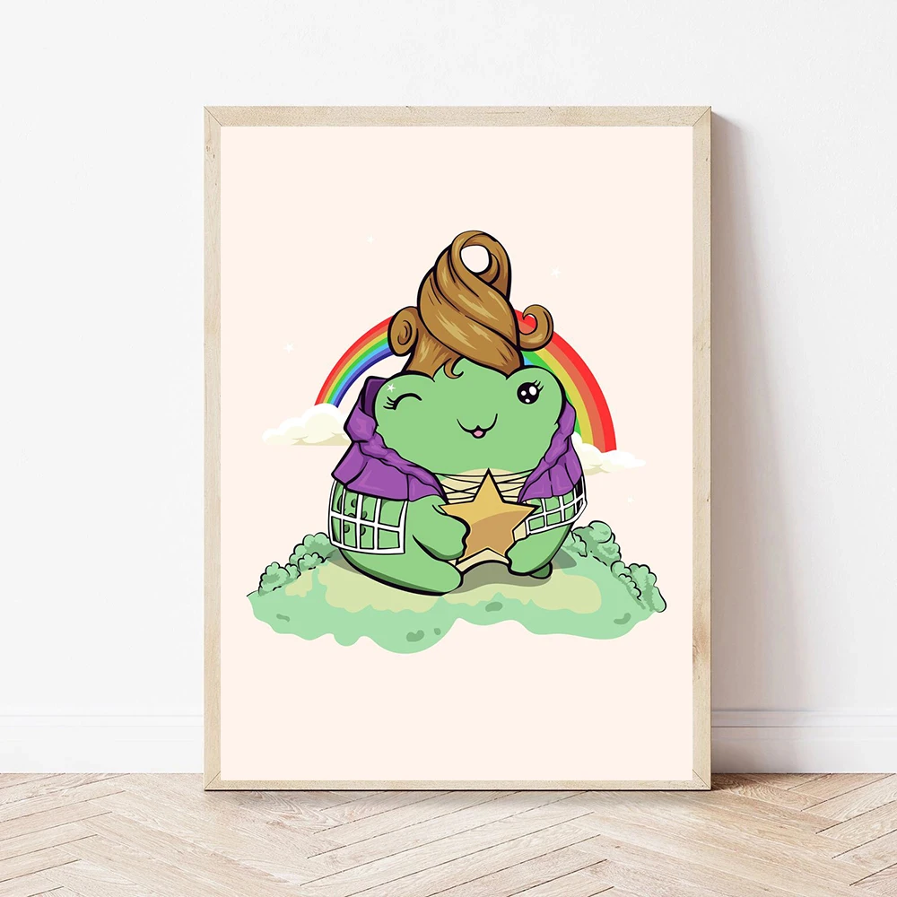 

Avant Garde Aesthetic Wall Art Canvas Painting Cartoon Cute Frog Posters And Prints Wall Picture For Kitchen Kids Room Decor