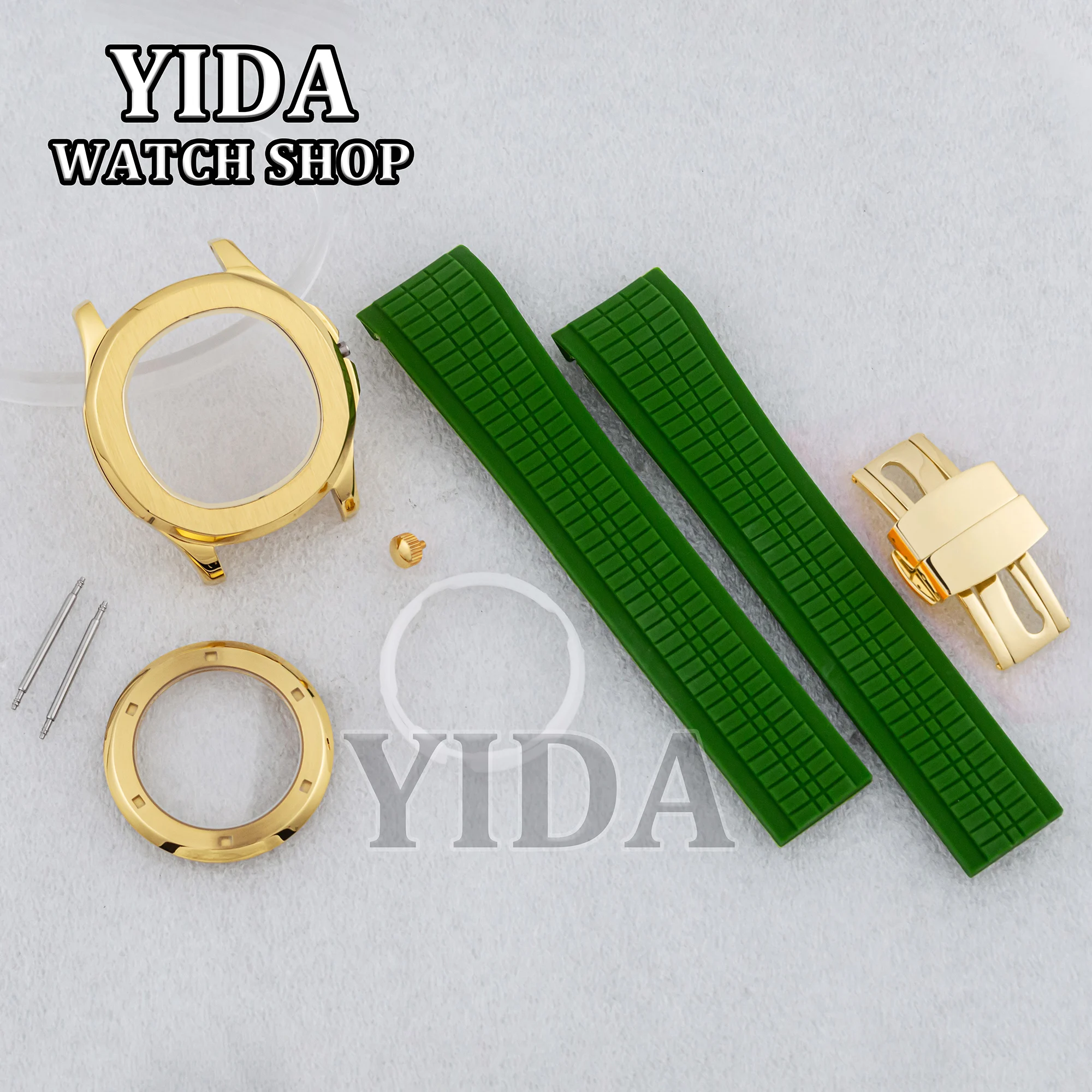 

for AQUANAUT Nautilus Case Stainless Steel NH35 Watchcase Rubber Bracelet Sapphire Glass fit NH35 Movement Modified Replacements