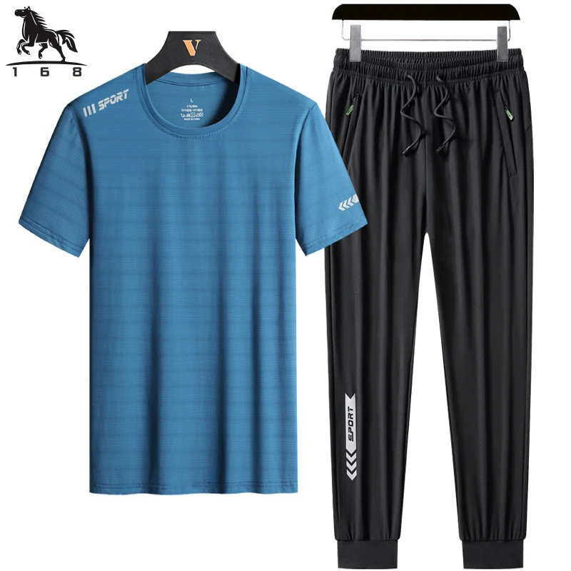 Trainingsanzug männer Set männer 2 stück Sets M-7XL 8XL 9XL Sommer Neue casual Kleidung Fitness Trainingsanzüge druck herren hosen set 83