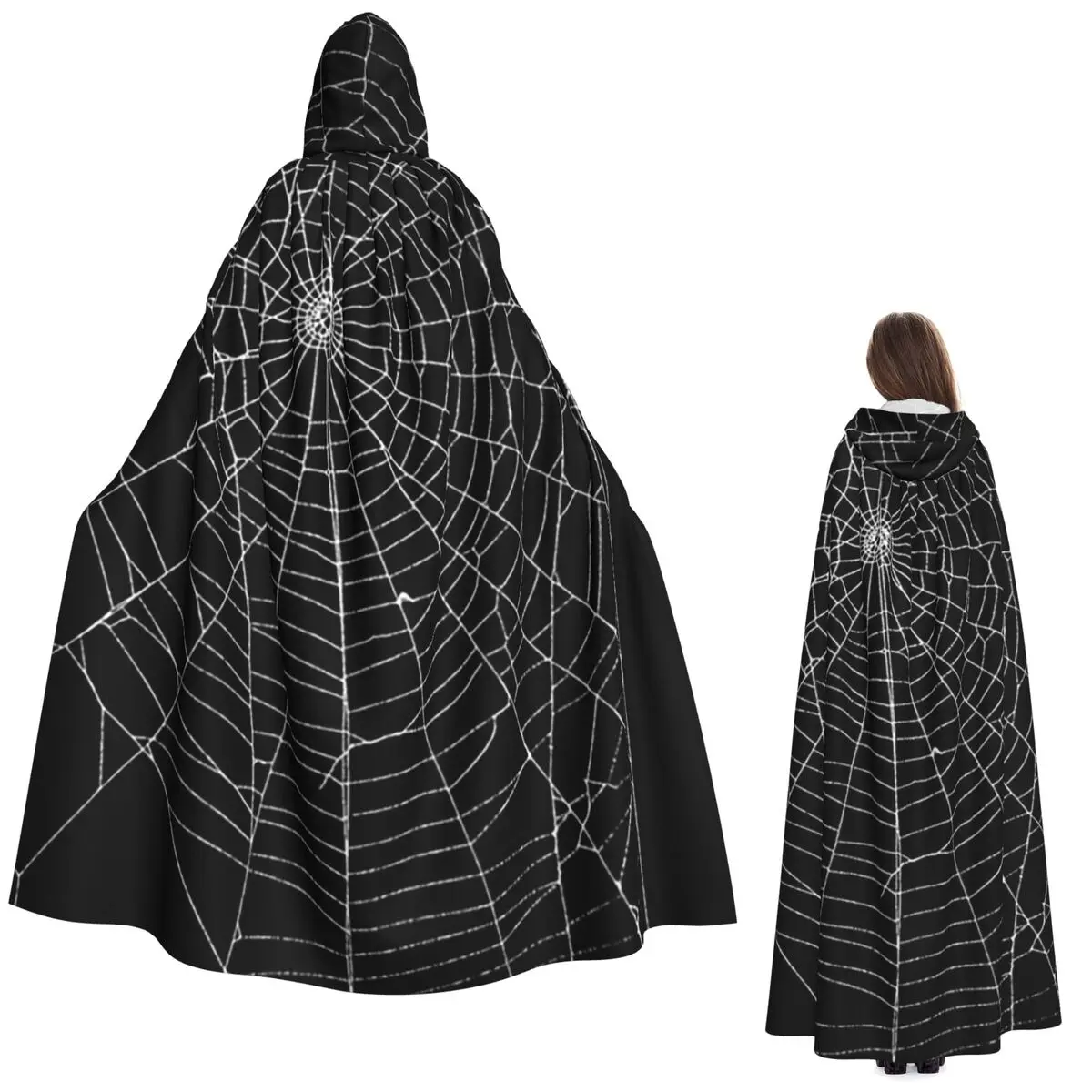 

Длинный плащ с капюшоном в стиле паутины, средневековый костюм ведьмы, накидка для косплея, пальто на Хэллоуин, унисекс для взрослых