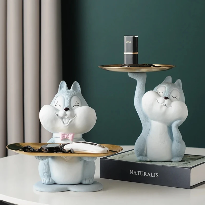 Elegant Stainless Steel Squirrel Ornaments - Versatile Storage Tray and Home Decorative Accessories, Unique Craft for Stylish