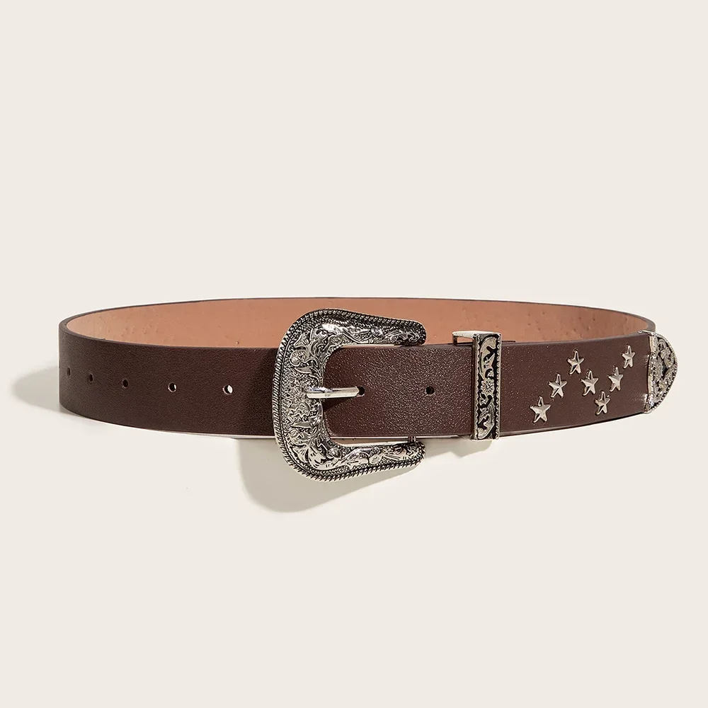 Vintage Star Rivet Belts Y2k Metal Buckle Brand Punk Rock Belt Gothic Pu Waistband Belt Women Men Jeans Pants Decor Accessories