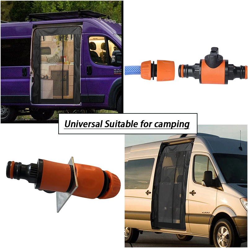 Campervan خزان المياه نظام الإرجاع موصل قوس العالمي متنقل خزان المياه نظام التعبئة الخلفية RV تخييم الملحقات