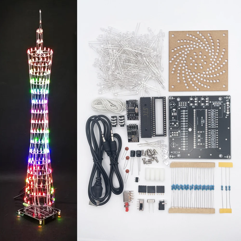 diy electronic kit Canton tower led diy soldering project bluetooth WIFI control colorful fog light flashing project(no case)