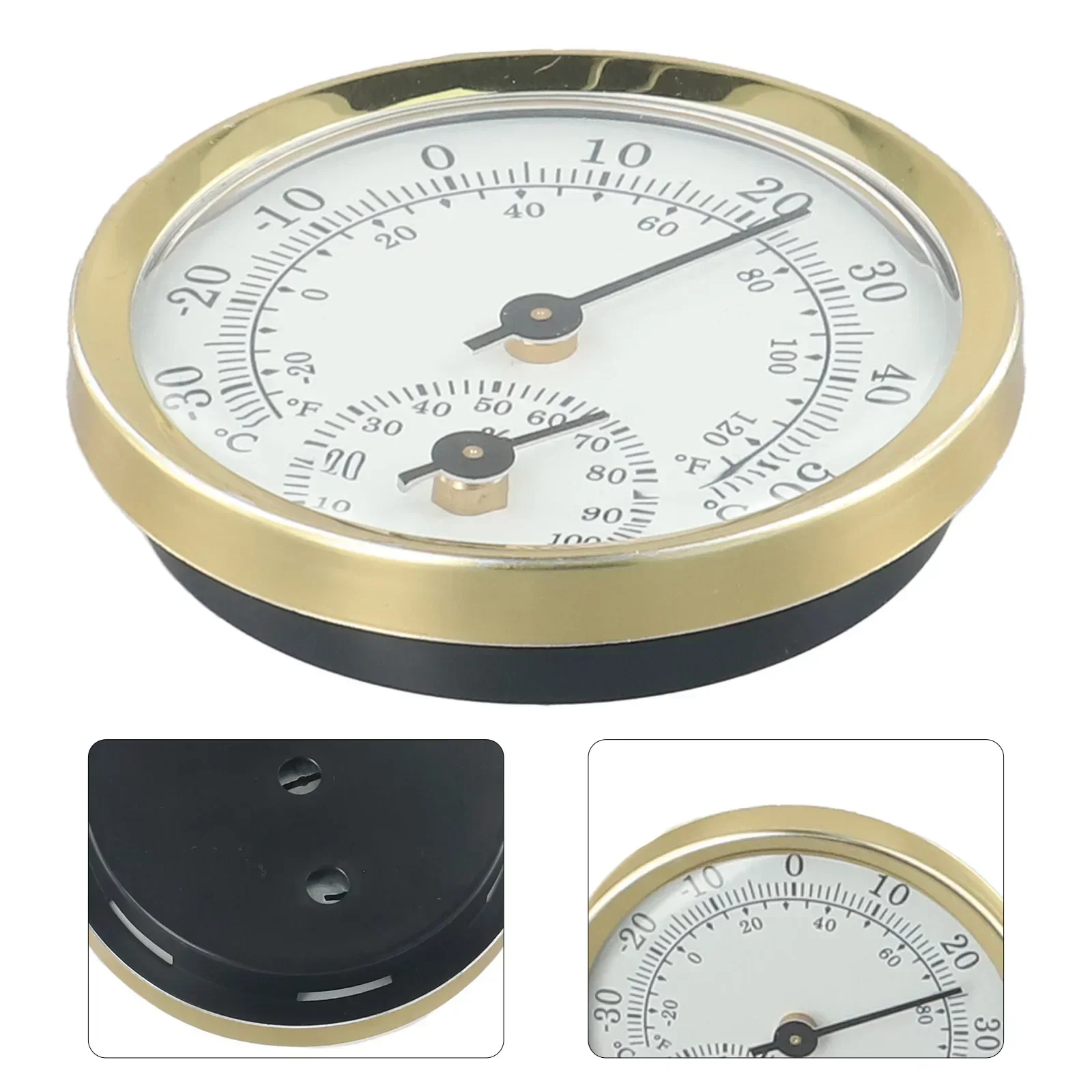 Indoor Analog Thermometer Hygrometer Humidity Temperature Gauge 58mm Household Mini Round Clock-shaped 2 In 1 Thermometer Measur