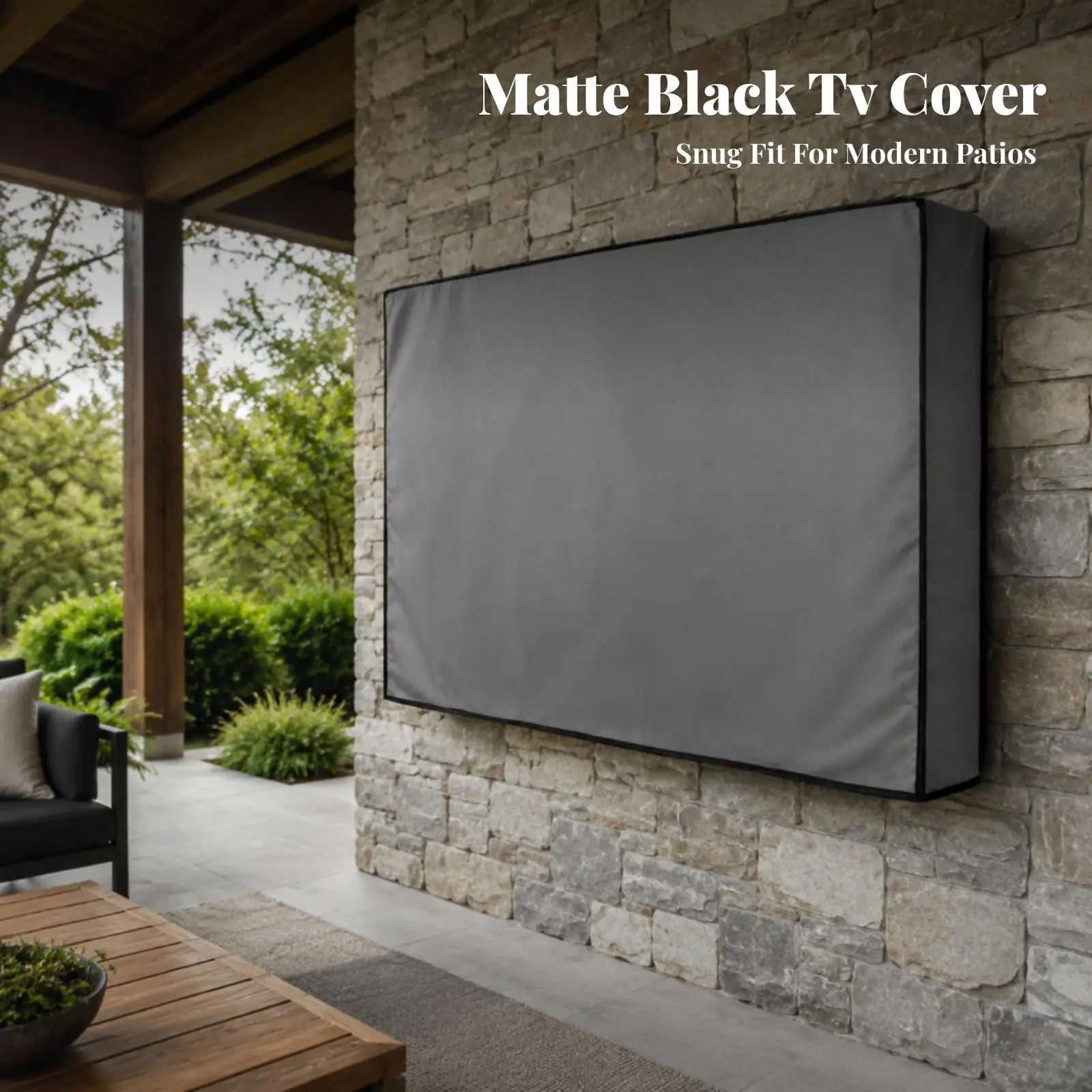 Funda para televisión de exterior, para pantallas de 43 y 55 pulgadas, con soporte de pared, impermeable, resistente al polvo, fabricada en tela Oxford, protector para el patio con bordes bien acabados.