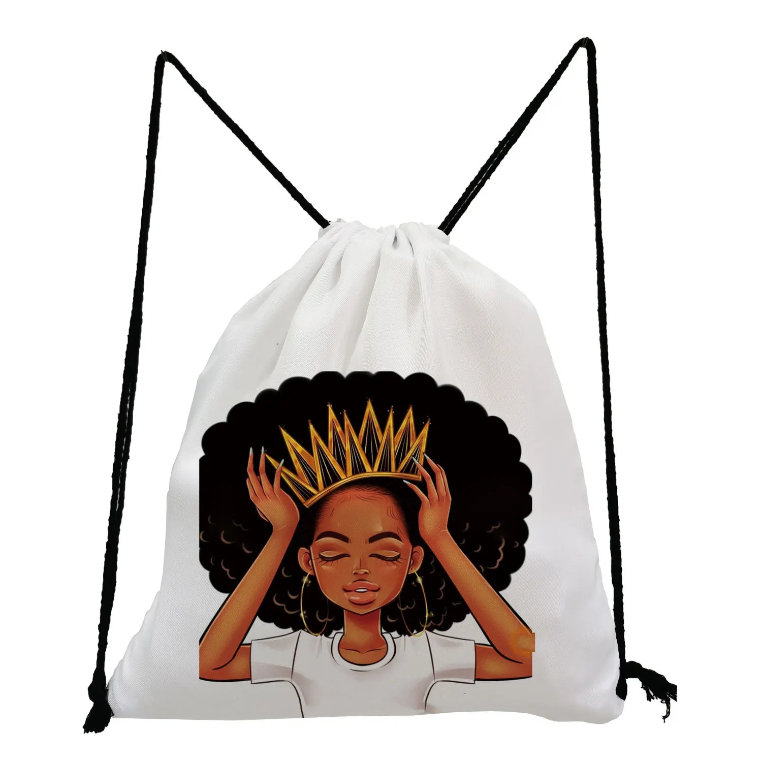 Promotional White Black Rope Unisex Drawstring Bag For Printing  Blank Backpack Drawstring Bag For Kids