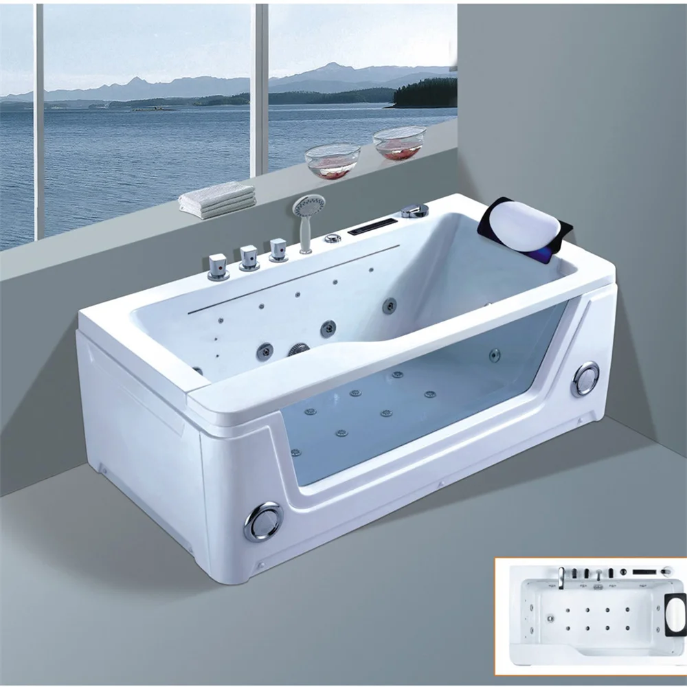 Picture 3: High-End Luxury Acrylic White Freestanding Whirlpool Bathtub Solid Surface Water Jets Massage SPA Features Floor Stand Bath Tub