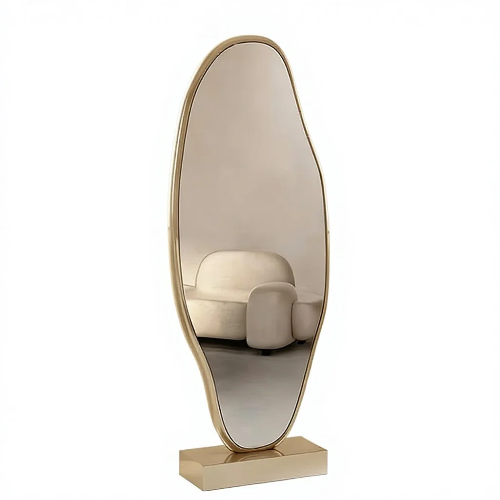 Irregular wavy full-length fiberglass floor mirror asymmetrical styling beauty mirror clothing store bedroom mirror view 2