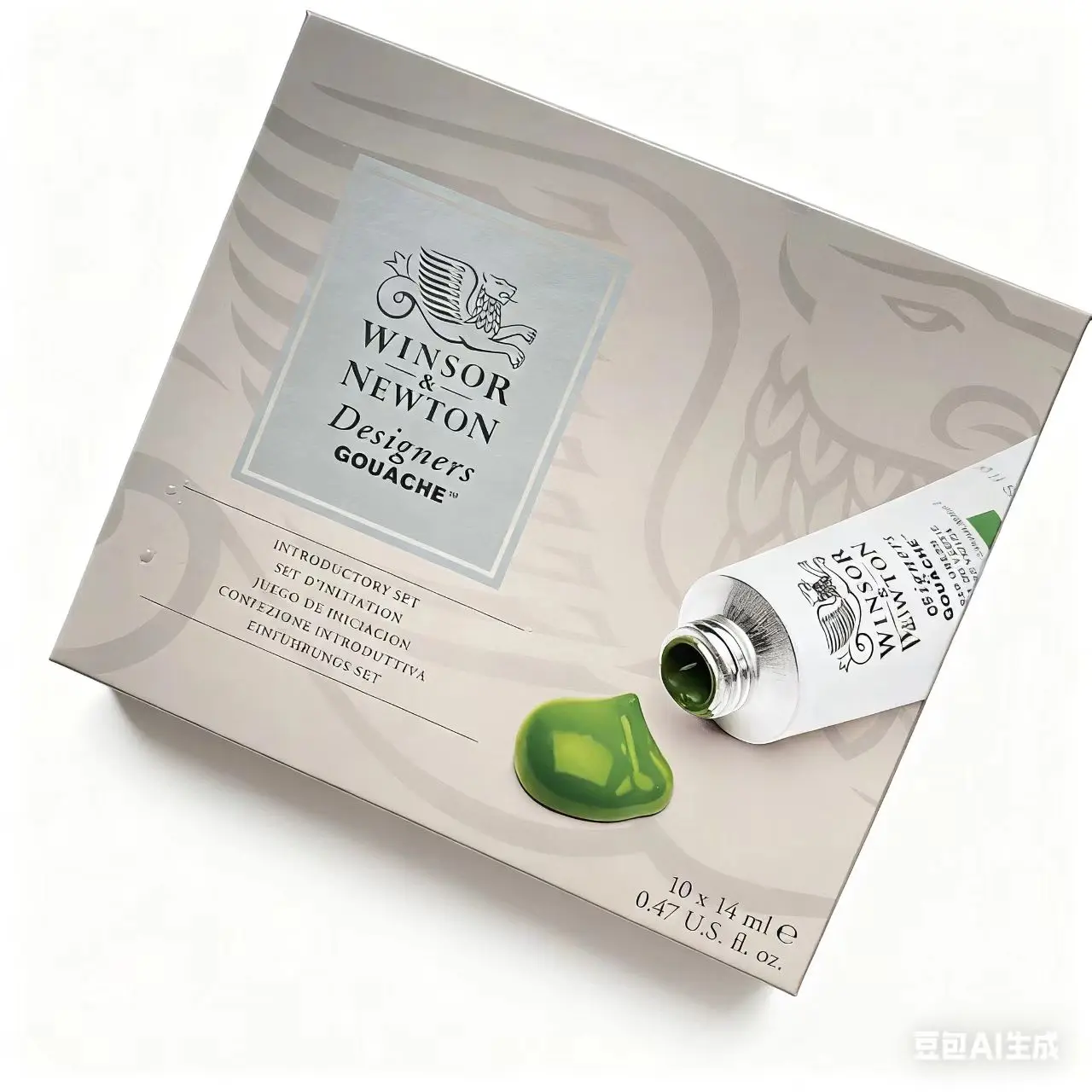 Winsor & Newton Designers' Gouache Juego de pintura introductoria de 10 tubos, 14 ml, azul, verde, marfil, blanco