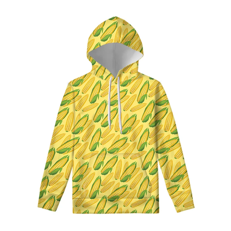 2024 New Hoodie 3d Corn Harajuku Print Pullovers Mens Hooded Sweatshirts Oversized Casual Male Clothing Fall Long Sleeve Hoodies