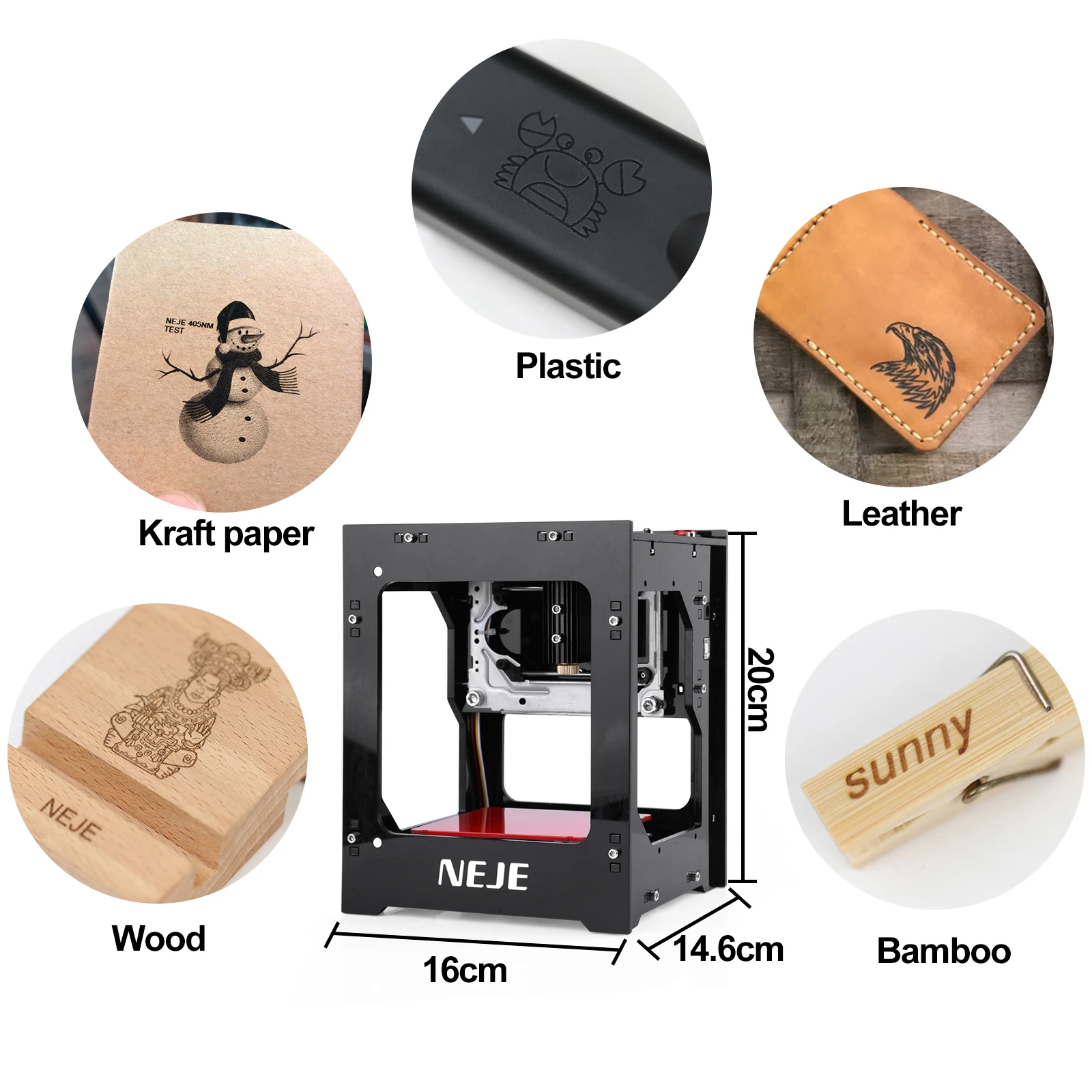 NEJE Mini Portable Laser Engraving Machine Diy DK-8-KZ 1500/2000/3000mw Paper Leather Wooden Plastic Logo CNC Machine