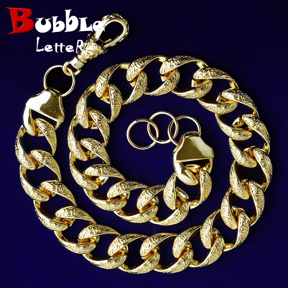 

Закругленная цепочка с пузырьковым узором и буквами для мужчин, ожерелье, колье, настоящая медь, позолоченные ювелирные изделия в стиле хип-хоп