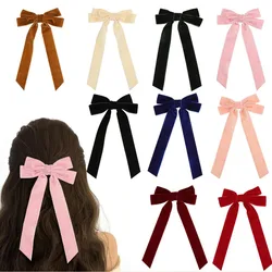 Trendy Velvet Bow Ribbon Hairpins Women Children Girls Hair Clips Pin Barrettes Accessories Hairclip Headdress Headwear Ornament