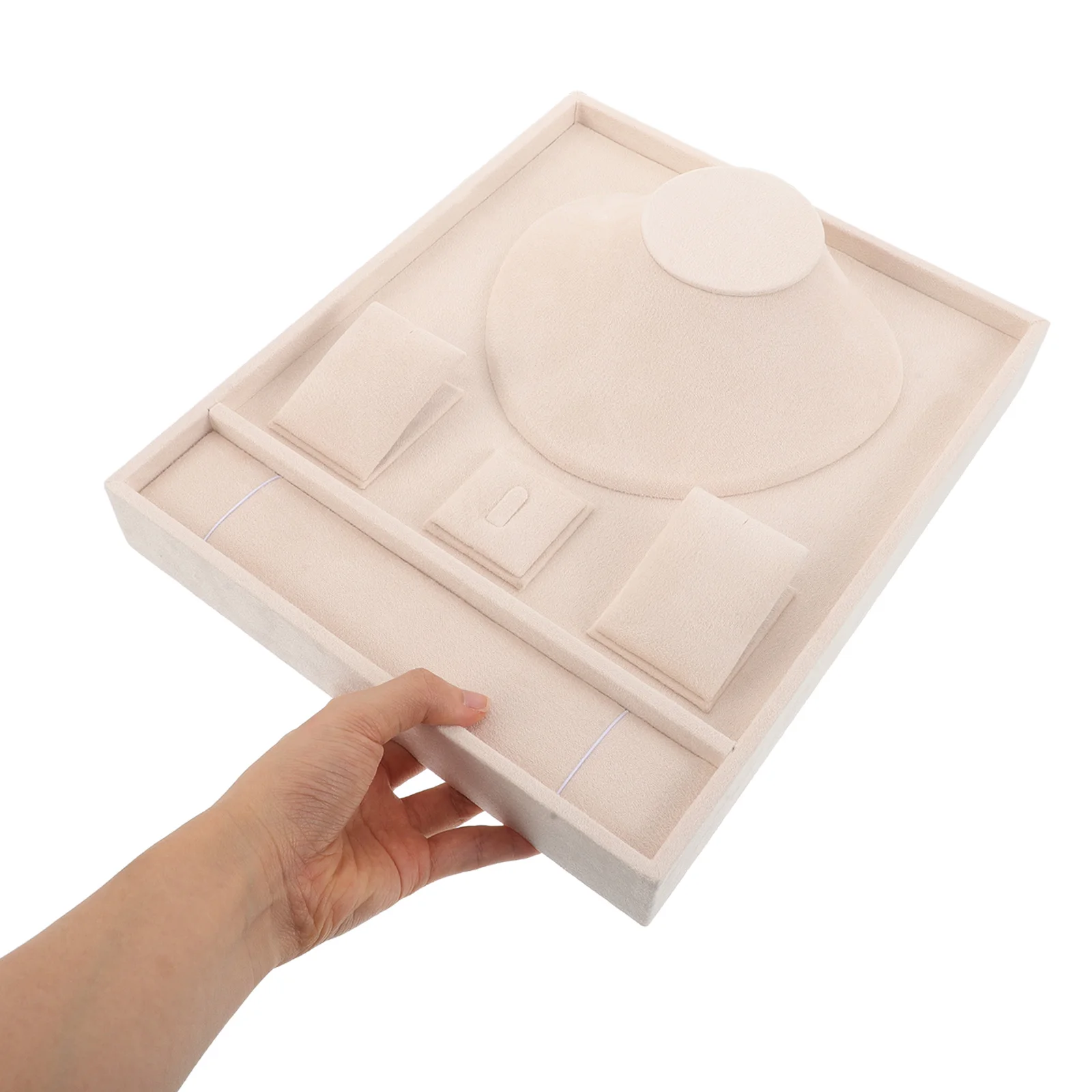 

Jewelry Organizer Tray Lint Jewelry Display Tray Soft Base 30.2x25x6.5cm Rings Bracelets Necklaces Earrings Display Dish Home
